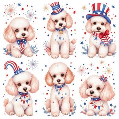 Patriotic Poodle Dog Decoupage Rice Paper For Ornament-Wood Art A4 1 Sheet