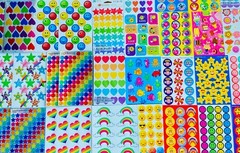 10 Sticker sheets Stars Hearts Happy Face Smiley Faces Rainbows Scented Cartoon