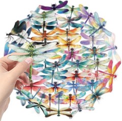 50PCS Dragonfly Stickers PET Transparent Stickers Nature Decals Waterproof Decor