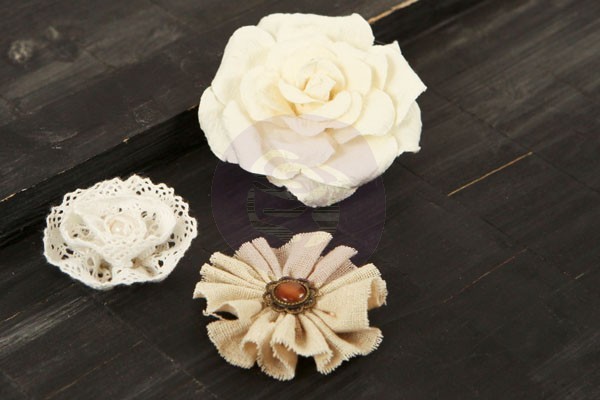Prima Flowers -» Au Naturale» 3 Gorgeous Paper & Fabric Flowers 562717