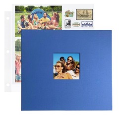 1DOT2 12×12 Large 3-Ring Scrapbook Photo Album, 80 Pages, Linen Cover, Blue