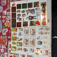 Vtg 70s 80s Sticker Book Pages Christmas Santa Puffy Big Lot USED Foil AGC J1