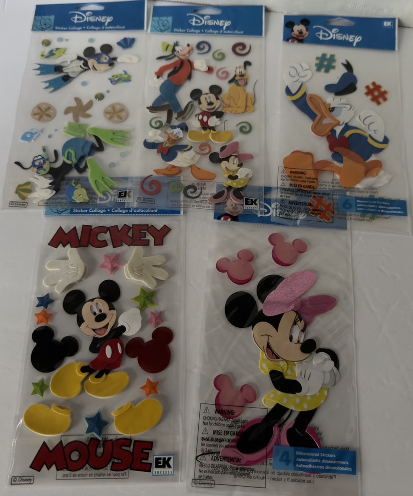 Disney, Jolee’s Boutique, EK Stickers Mickey Mouse, Minnie, Donald, Lot of 5