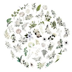 100 Pcs Daisy Camellia Stickers Flower Stickers for Scrapbooking Junk White
