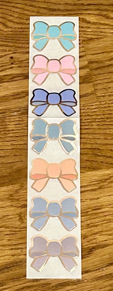 NEW Simply Gilded (7) Multicolor Bows Sticker Strip SG Rose Gold Foil Stickers