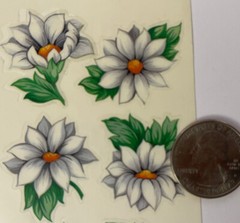 WHITE FLOWER Mylar Stickers(6pc) Frances Meyer•Garden•Blooms •Leaves•