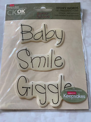 CK-OK KEEPSAKES EPOXY WORDS ‘BABY SMILE GIGGLE’ GLITTER BACKGROUND WORDS