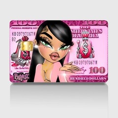 Bratz Hot Pink $ Debit Credit Card Vinyl Sticker Decal Money Bank Cash Cover