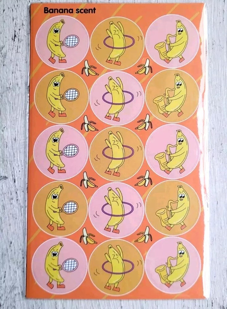 Vintage Scratch And Sniff Stickers Retro 80s 90s Food Banana Fruit Sticker 1Pc