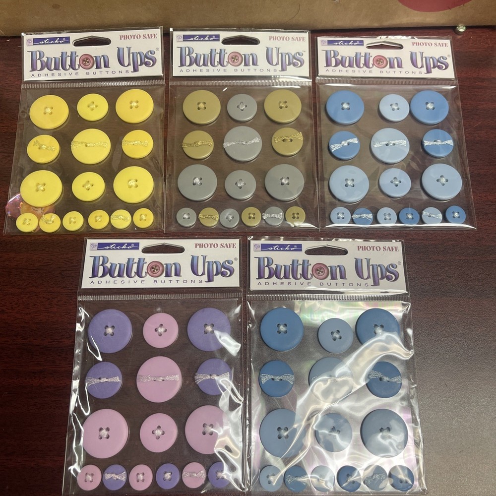 Sticko Button Ups Adhesive Buttons 5 packages different colors