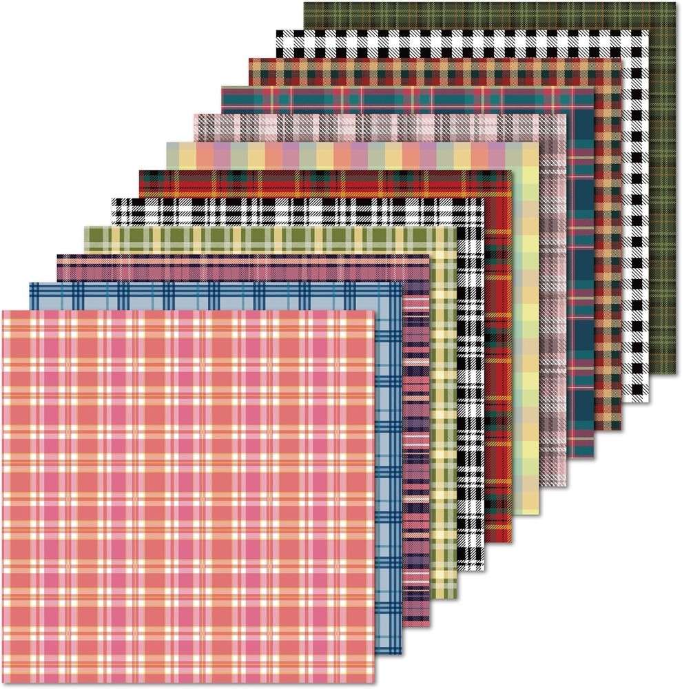 Plaid Tartan Flannel 12×12 Scrapbook Paper Pad 36 Sheets Double Sided Cardstock