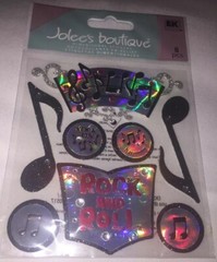 Lot Of 4 Jolee Rock & Roll Stickers Musical Instruments Drums Flute Guitar Piano