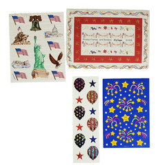 Sticker Sheets Lot of 6 Fall USA Eagle Statute of Liberty Flag Pumpkins Leaves