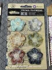 NEW Lot of 6 PRIMA MARKETING Handmade Flowers Time Traveler Black Green Orange A