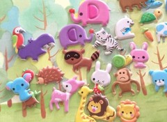 Puffy Zoo Baby Kawaii Animals Elephants Sticker Sheet Junk Journal Girly