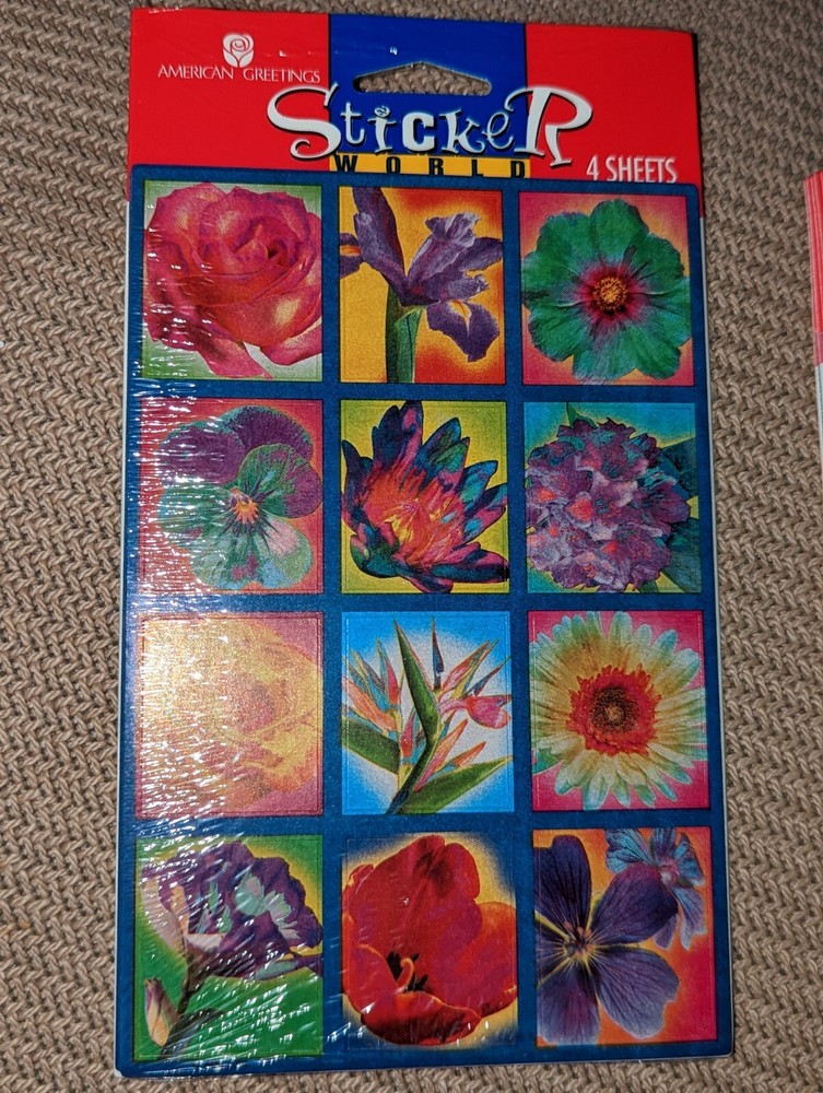 Vintage American Greetings Stickers Flowers 4 sheets new in package