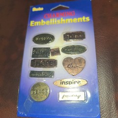 Darice Charming Embellishments Metal Scrapbooking Charms Lot 4 Packs Word Leaf