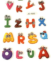 Alphabet Letter Stickers Funny Faces Eyeballs Colorful Crafts Lot of 2 NEW READ