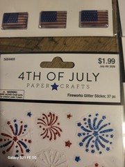 Lot Of 5 Sheets Of Patriotic-Flag- 4th July Stickers. Gemstone, Puffy, Glitter.