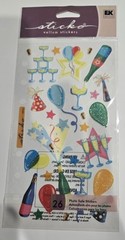 Scrapbook Stickers Sticko Vellum Celebration Champagne Party Hats Balloons Star