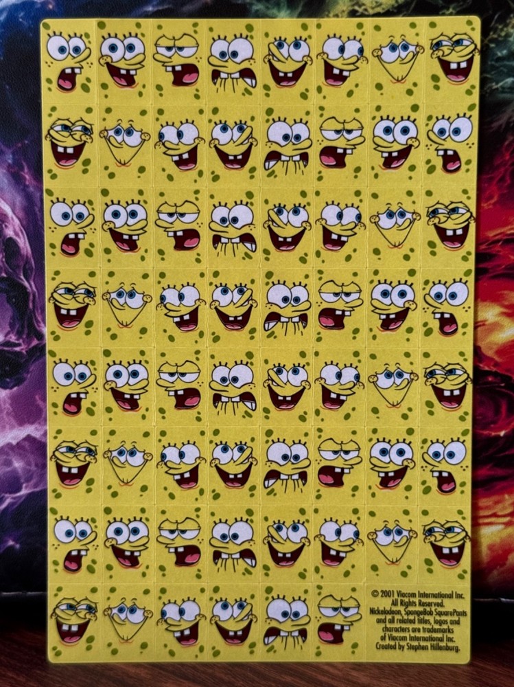 Vintage 2001 AGC SpongeBob SquarePants Facial Expressions Sticker Sheet
