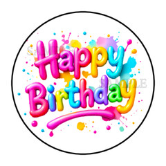 Happy birthday stickers, labels, tags, envelope seals party favors