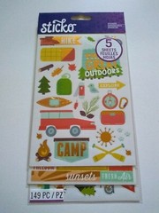 Crafts Stickers Sticko Great Outdoors Camping Hiking Lake Alphabet Tents Swim X5