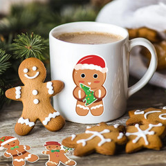 1000Pcs Christmas Stickers Roll Gingerbread Man Decals 10 Designs Funny Cartoon