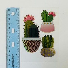 retro y2k Cup Drink Mug Decal Stickers Plant Potted Cactus Flower Holographic