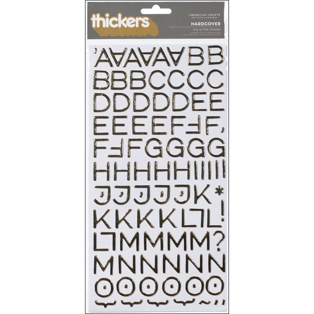 American Crafts Thickers Alphabet Foil Stickers 2/Pkg-Hardcover – Gold, 53283