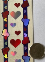 HEART RED/SILVER ON PURPLE Prismatic Borderette Stickers(14pc)Hambly •Valentines