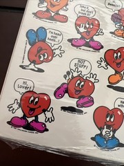 Hallmark vintage 1981 Stickers Valentines Day Hearts W Faces Quotes Love 1 Sheet