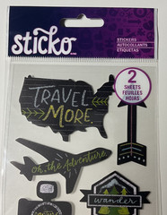 Sticko Chalk Travel Stickers EK Success USA 2020 Scrapbook Planner Vacation 20PC