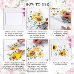 Vintage-Inspired Sunflowers & Bees Transfer Decals – 12»x18» Sheets for Decor