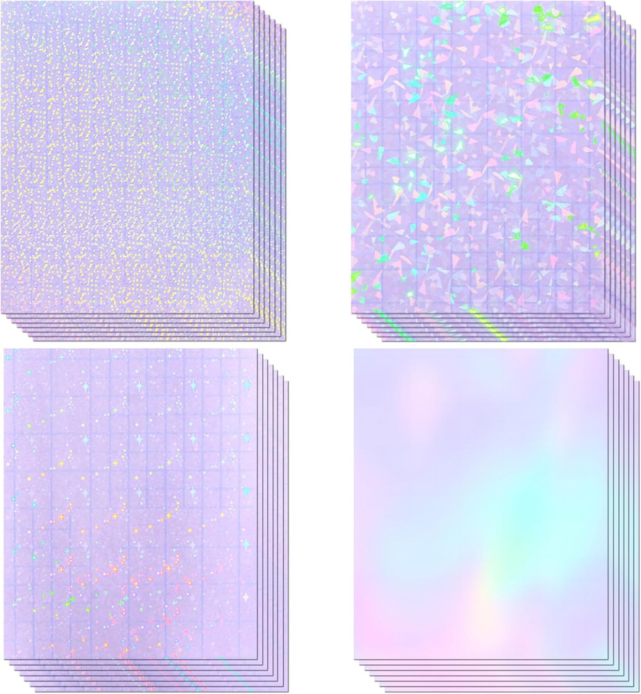 36 Sheets Holographic Laminate Sheets Clear Self Adhesive Sticker Paper | Transp