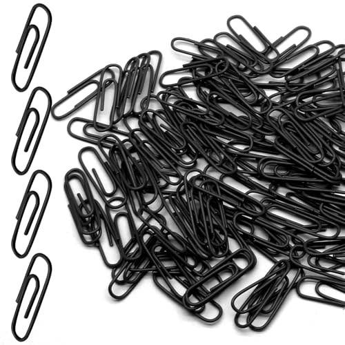 Luomorgo 120 Pcs Paper Clips – (28mm) Vinyl Coated Metal 1.1 Inch Black