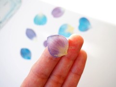 Q-Lia Japanese Gold Foil Flowers Stickers/Pack of 40/ Blue Petals