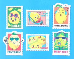 Lemon Scented Stamp Style Sticker Set Of 6