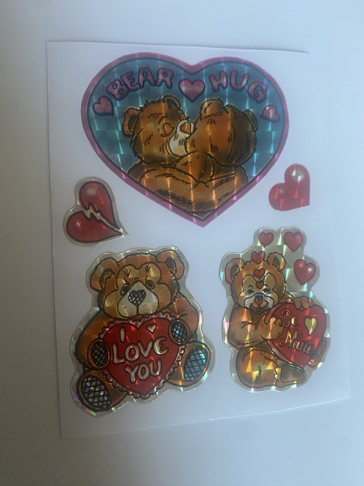 Vintage “Bear Hug” Prism Vending Sticker Sheet Kodak 4×3 Inches