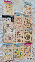 10 Sheets Rub on Transfers bee butterfly bear grape rose dog cat fish lighthouse