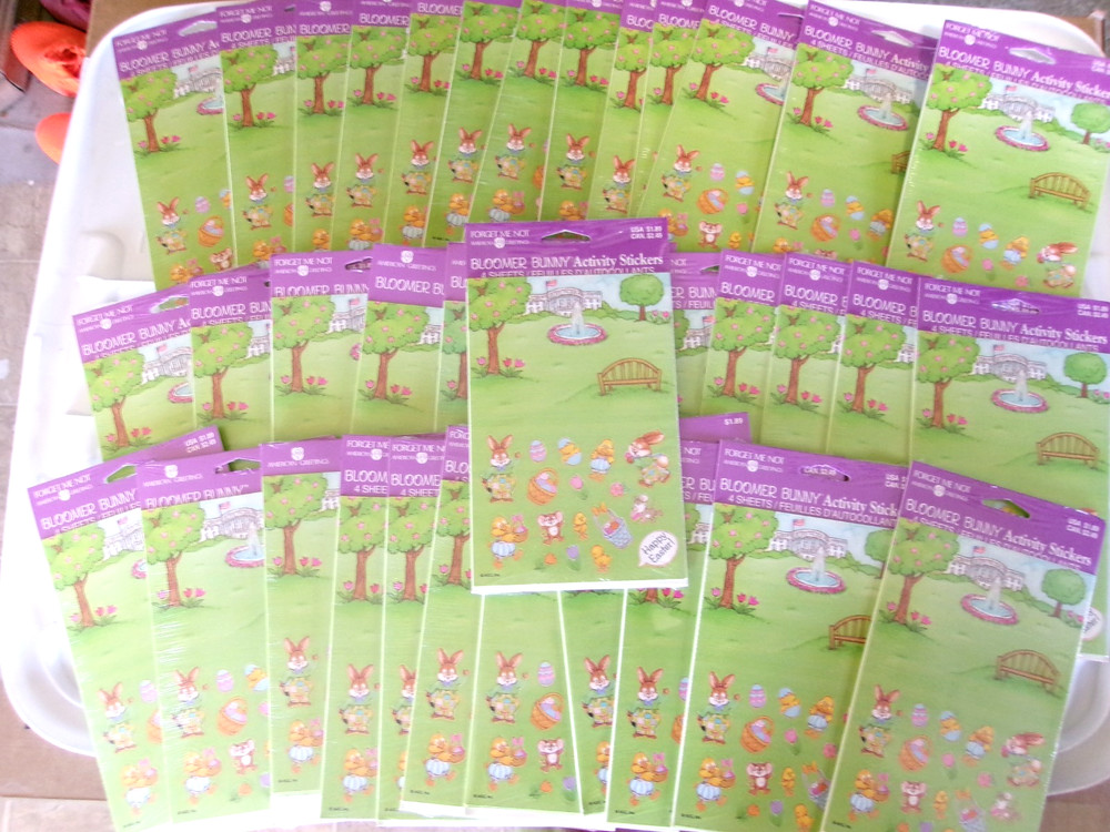 American Greetings forget me not bloomer bunny easter stickers lot of 37