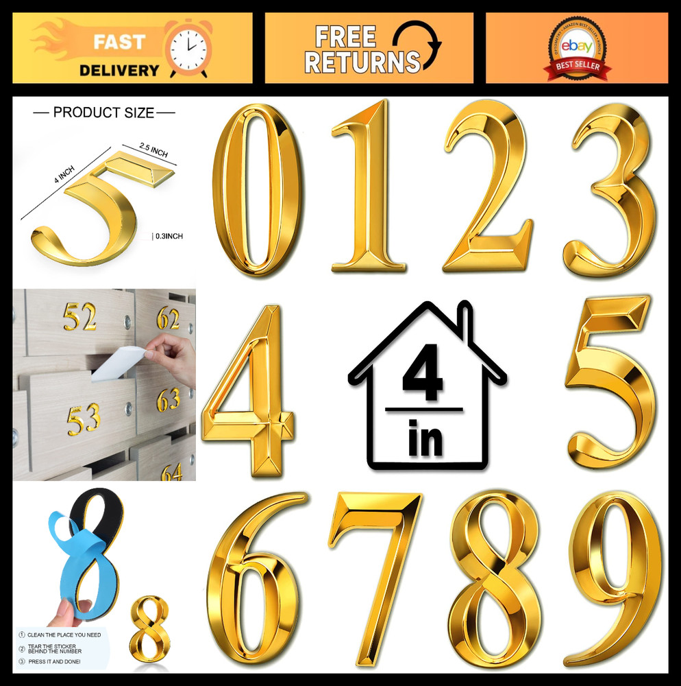 10 Pcs 3D Self-Adhesive House Numbers 0-9 for Door, Mailbox, Apartment Signs – G