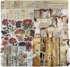 Vintage Aesthetic Scrapbook Supplies Kit with Scrapbook Paper, Stickers, Bookmar