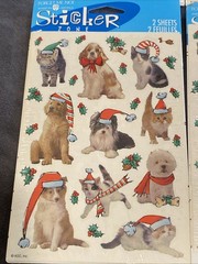 AGC Forget Me Not Christmas Pet Stickers 4 Packs of 2 Sheets Dogs Cats with Hats
