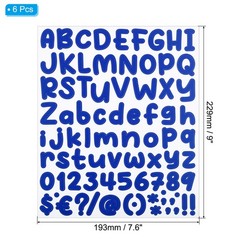 Alphabet Letters Numbers Stickers, 6 Sheets Self Adhesive Decal, Dark Blue