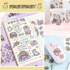 Kawaii Stickers Set (100 Sheets) Cute PET Transparent Cartoon Flower Decorative