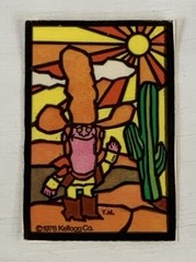 1978 Kellogg Co. Cereal Box Prize Sticker Cowboy with Big Hat and Cactus Unstuck