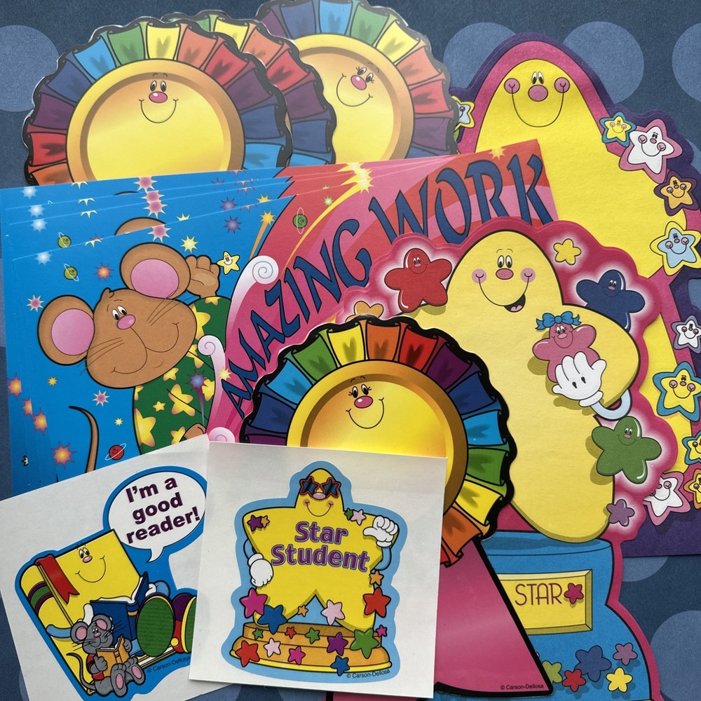 Vintage 90s Y2K Carson Dellosa Star Mouse Awards Stationery Sheets & Sticker Lot