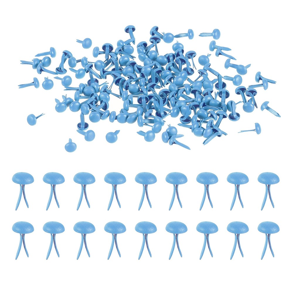 200 Pcs Paper Fasteners Mini Metal Fastener Sky Blue 0.3″x0.18″