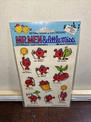 1972 SCRATCH N SNIFF MR. MEN AND LITTLE MISS STICKERS SEE THRU MARK 1 Mr Small